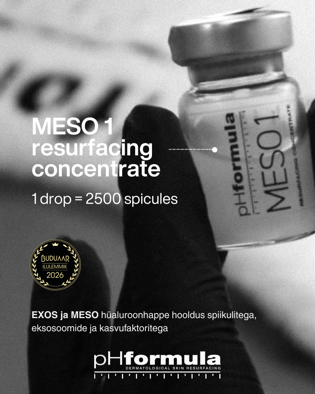 EXOS ja MESO hüaluroonhappe hooldus, eksosoomid, kasvufaktorid, Buduaar 2026 Ilulemmik, salongihooldus.