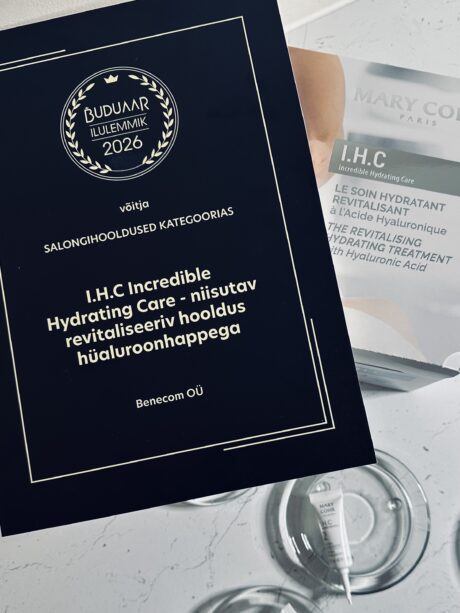 Mary Cohr IHC Facial Treatment and Huile Anti-Age Aromatic Oil awarded Buduaar 2026 Beauty Favorite at gala evening in Viru Hotel and Merineitsi Restaurant.